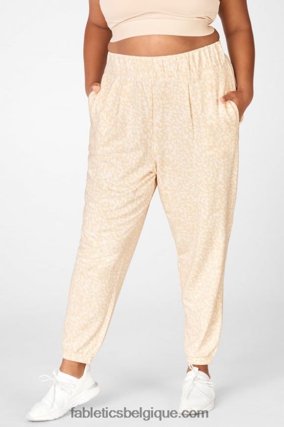 pantalon de survêtement slim cloe femmes Fabletics 404P0T230 miel lait magma/blanc