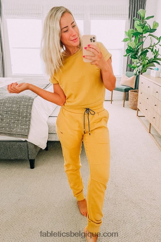 pantalon de survêtement slim éco-responsable femmes Fabletics 404P0T55 tilleul sauvage/abîme