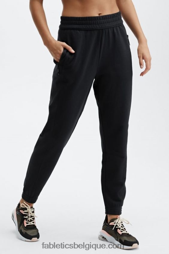 pantalon de survêtement slim éco-responsable femmes Fabletics 404P0T57 noir/blanc classique