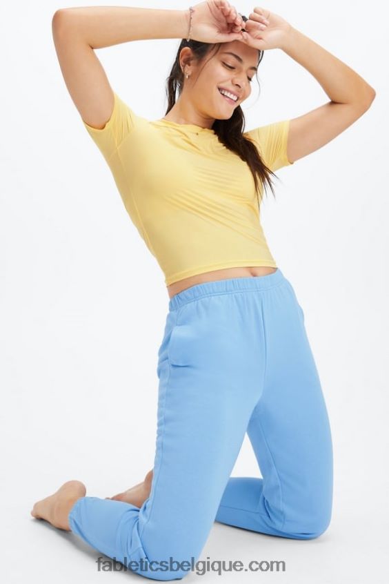 pantalon de survêtement slim léger femmes Fabletics 404P0T104 cobalt profond/aloès