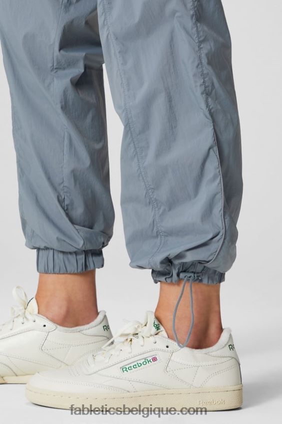pantalon en nylon passepoilé à taille ultra haute femmes Fabletics 404P0T8 nuage d\'orage/argent réfléchissant