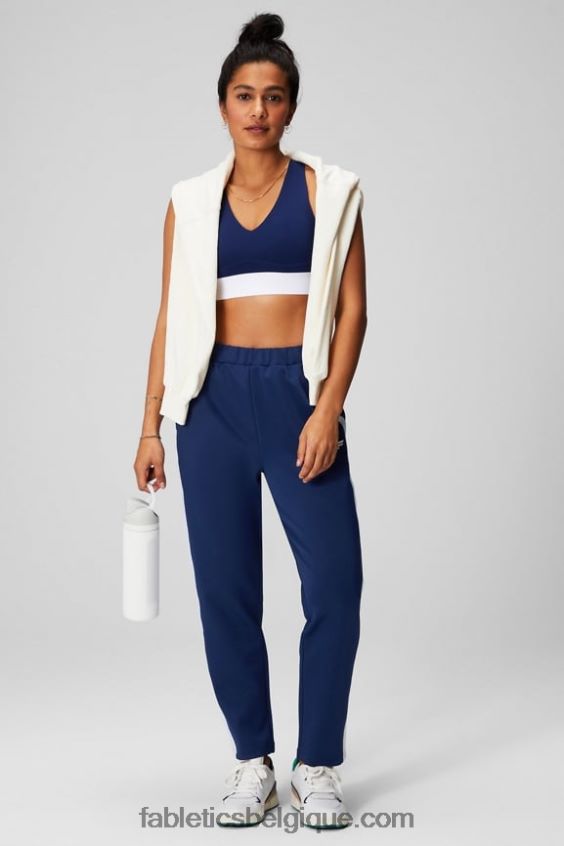 pantalon fuselé en tricot femmes Fabletics 404P0T33 marine collégiale/rayures multiples