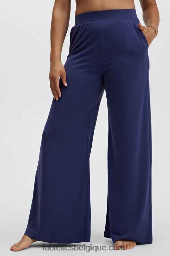 pantalon large en maille élégante femmes Fabletics 404P0T193 blanc/rose peluche multi
