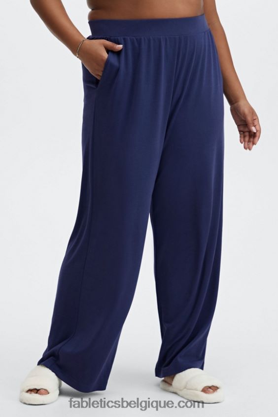 pantalon large en maille élégante femmes Fabletics 404P0T194 blanc/multicolore