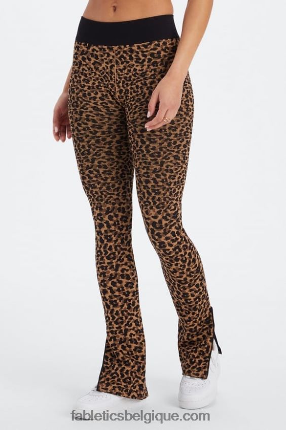 évasement fendu taille haute sans couture nuage femmes Fabletics 404P0T4 guépard ondulé/noir