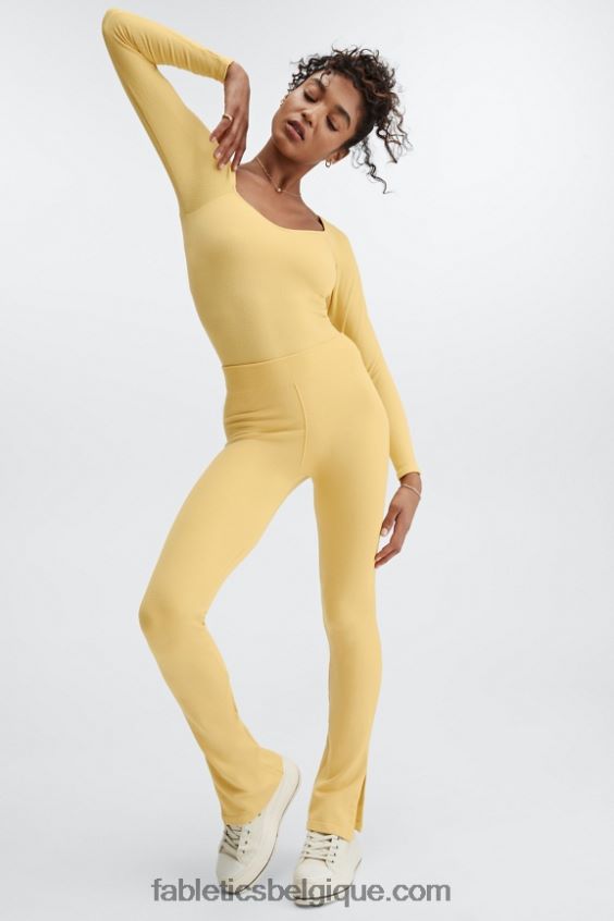 évasement fendu taille haute sans couture nuage femmes Fabletics 404P0T5 orange passion/argent réfléchissant
