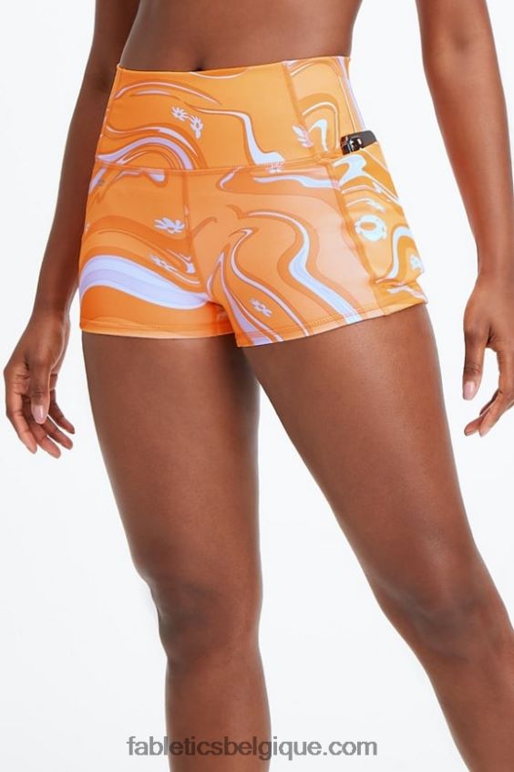 Oasis pureluxe short taille haute 2'' femmes Fabletics 404P0T464 blanc/goutte de citron/sorbet orange