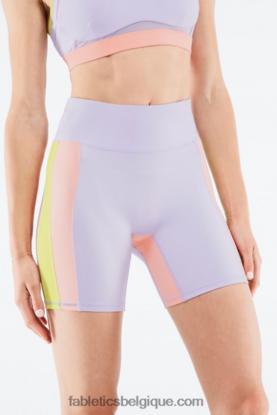 court trinity taille haute 7\" femmes Fabletics 404P0T550 violet cosmo/gris menthe