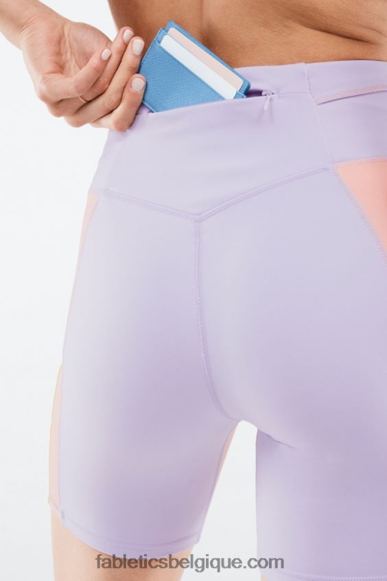 court trinity taille haute 7\" femmes Fabletics 404P0T550 violet cosmo/gris menthe
