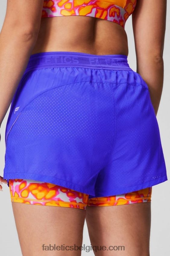 longueur perforée 5\" courte femmes Fabletics 404P0T597 extrême royal/rose évasion folie estivale/argent réfléchissant