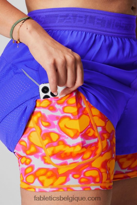 longueur perforée 5\" courte femmes Fabletics 404P0T597 extrême royal/rose évasion folie estivale/argent réfléchissant
