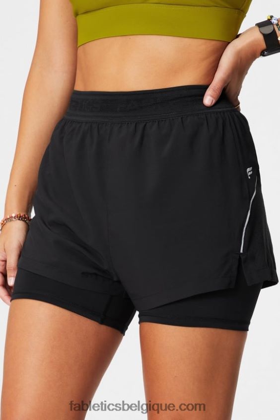 longueur perforée 5" courte femmes Fabletics 404P0T598 noir/argent réfléchissant