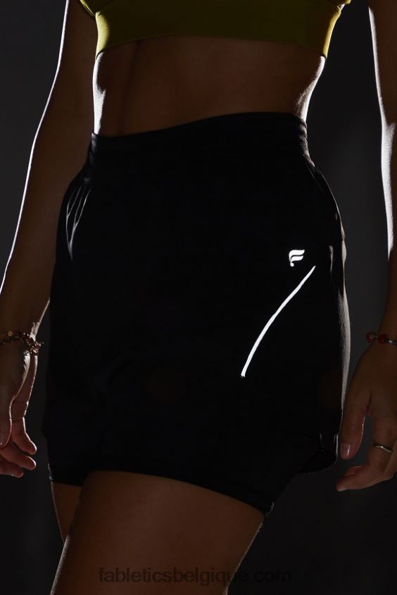 longueur perforée 5\" courte femmes Fabletics 404P0T598 noir/argent réfléchissant