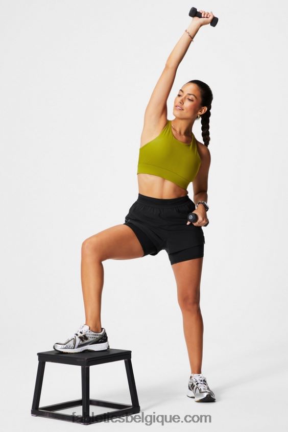 longueur perforée 5\" courte femmes Fabletics 404P0T598 noir/argent réfléchissant