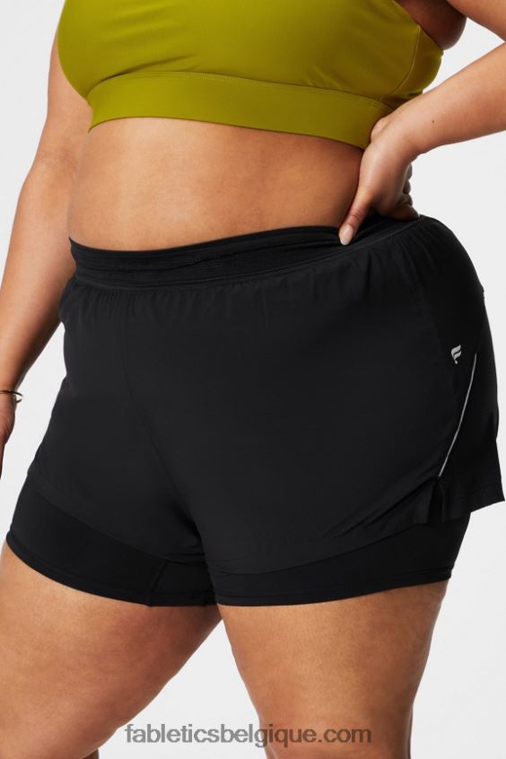 longueur perforée 5" courte femmes Fabletics 404P0T599 noir/argent réfléchissant