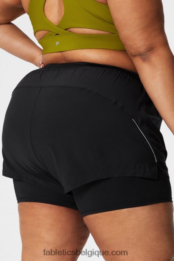 longueur perforée 5\" courte femmes Fabletics 404P0T599 noir/argent réfléchissant