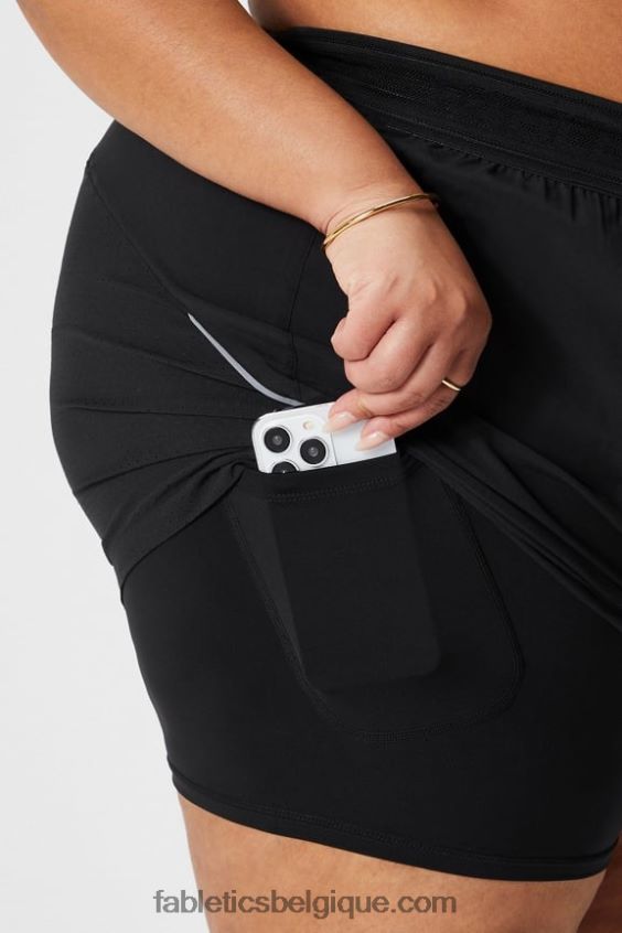 longueur perforée 5\" courte femmes Fabletics 404P0T599 noir/argent réfléchissant