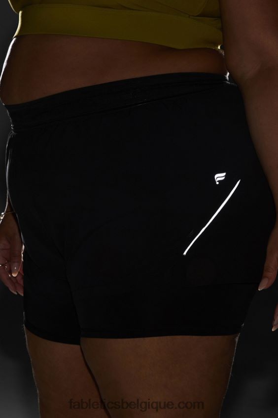 longueur perforée 5\" courte femmes Fabletics 404P0T599 noir/argent réfléchissant