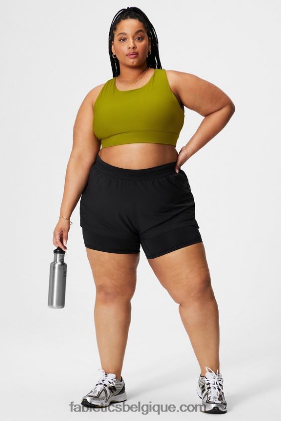 longueur perforée 5\" courte femmes Fabletics 404P0T599 noir/argent réfléchissant