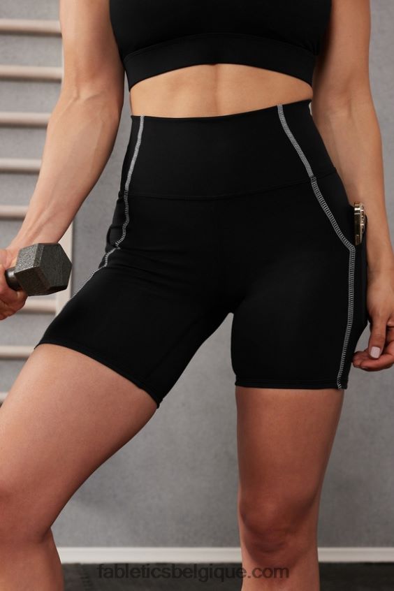 oasis pureluxe short taille haute 6\'\' 10 femmes Fabletics 404P0T287 noir/blanc classique