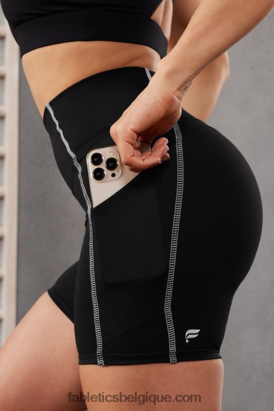 oasis pureluxe short taille haute 6\'\' 10 femmes Fabletics 404P0T287 noir/blanc classique