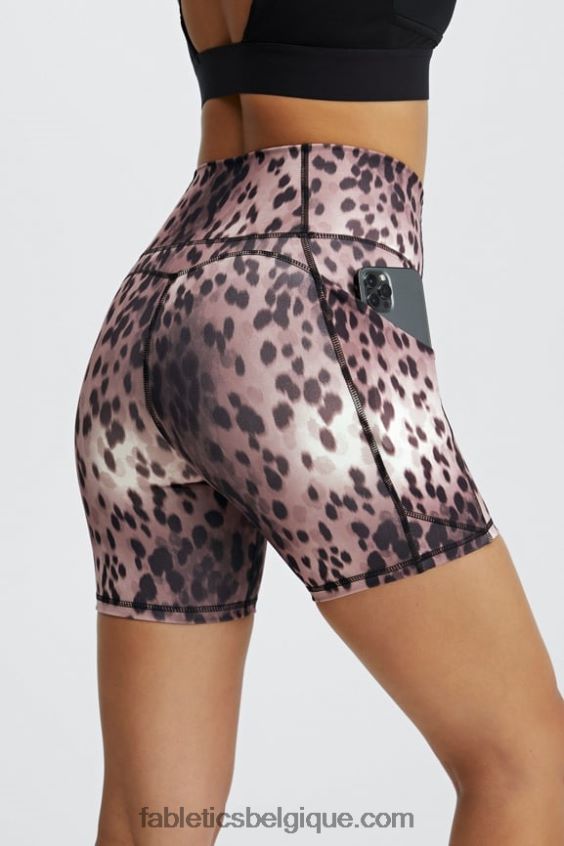 oasis pureluxe short taille haute 6'' 15 femmes Fabletics 404P0T309 piscine/argent réfléchissant