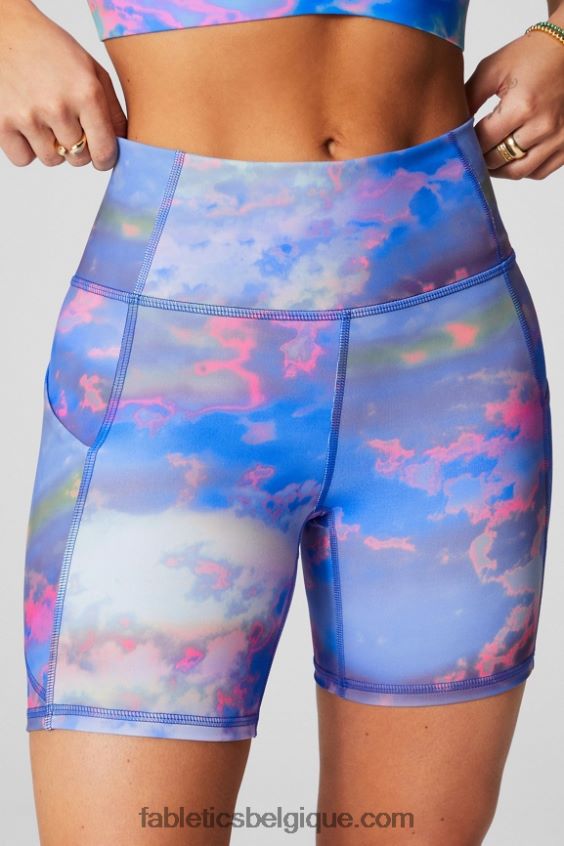 oasis pureluxe short taille haute 6\'\' 9 femmes Fabletics 404P0T282 logo glaçon/iris brumeux