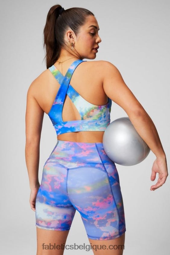 oasis pureluxe short taille haute 6\'\' 9 femmes Fabletics 404P0T282 logo glaçon/iris brumeux