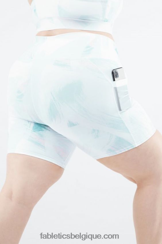 on-the-go powerhold taille haute 6'' court 9 femmes Fabletics 404P0T269 blanc chaud/argent réfléchissant