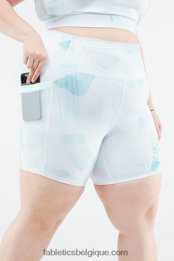 on-the-go powerhold taille haute 6\'\' court 9 femmes Fabletics 404P0T269 blanc chaud/argent réfléchissant