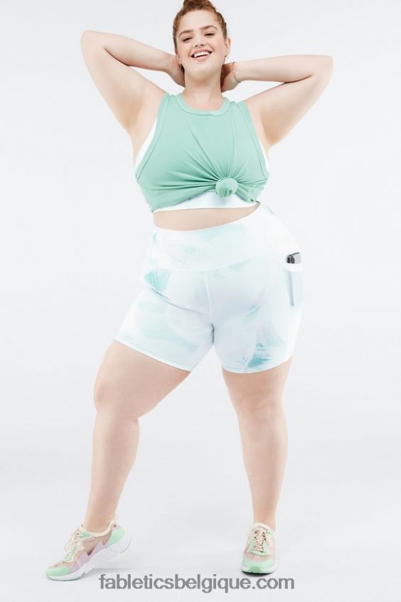 on-the-go powerhold taille haute 6\'\' court 9 femmes Fabletics 404P0T269 blanc chaud/argent réfléchissant