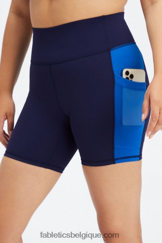 on-the-go powerhold taille haute 6'' short 5 femmes Fabletics 404P0T249 marine foncé/bleu électrique