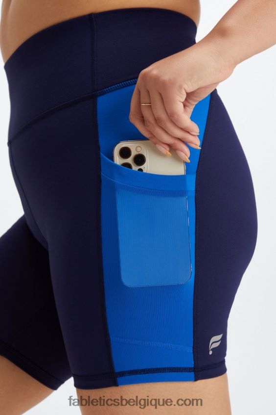 on-the-go powerhold taille haute 6\'\' short 5 femmes Fabletics 404P0T249 marine foncé/bleu électrique