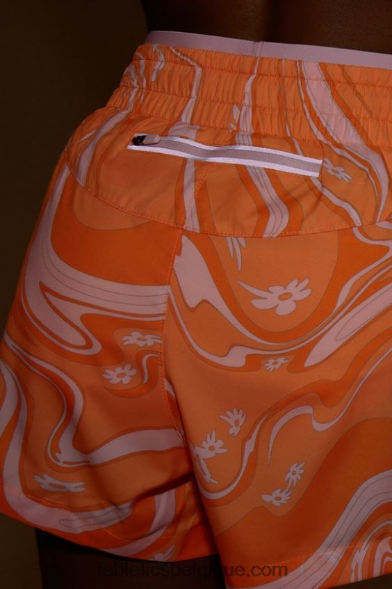 respirant taille mi-haute femmes Fabletics 404P0T276 marguerite marbrée pop orange/argent réfléchissant