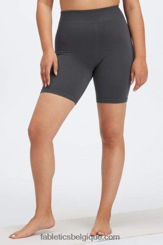 short 7\" taille haute sans couture nuage femmes Fabletics 404P0T443 noir/argent réfléchissant