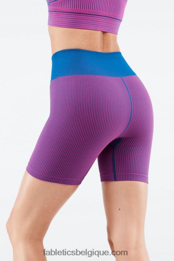short côtelé à taille haute sans coutures femmes Fabletics 404P0T449 bleu électrique/rose vif