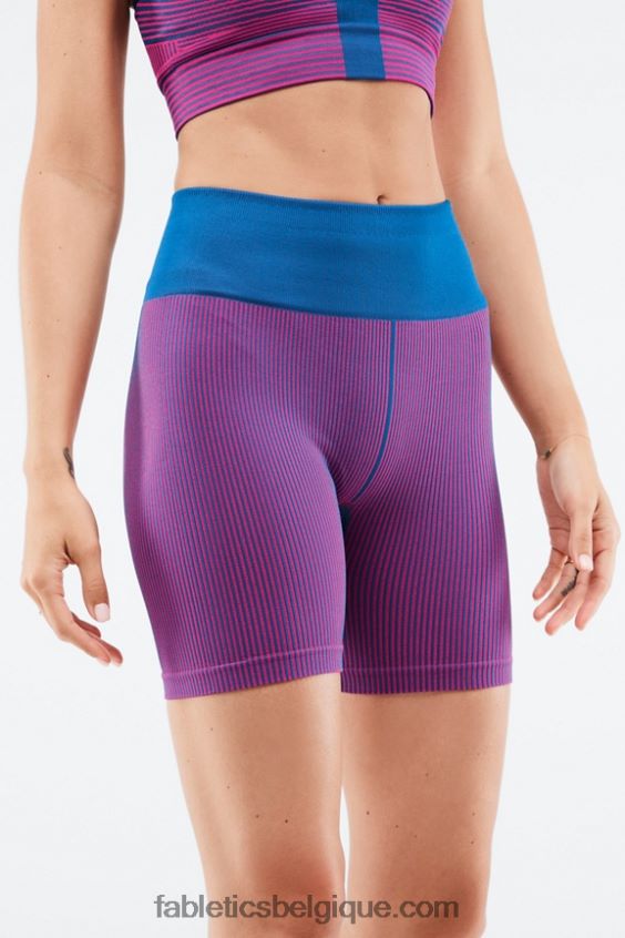 short côtelé à taille haute sans coutures femmes Fabletics 404P0T449 bleu électrique/rose vif