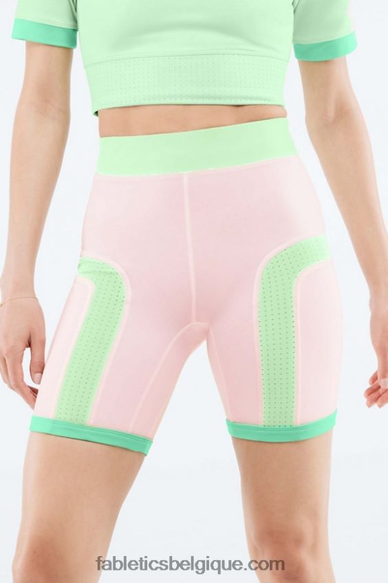 short color block motion365 à taille haute femmes Fabletics 404P0T568 lutin/eau tropicale/aloès