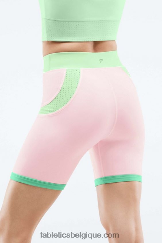 short color block motion365 à taille haute femmes Fabletics 404P0T568 lutin/eau tropicale/aloès