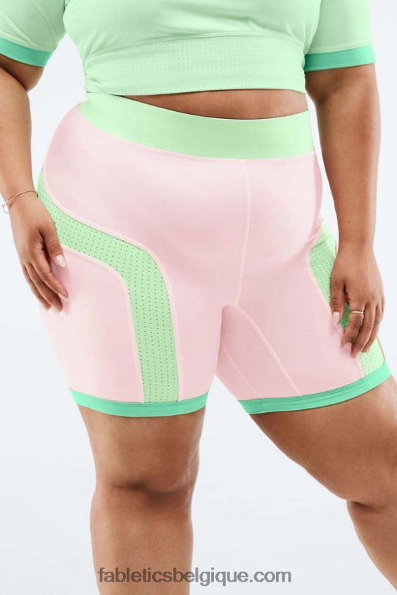 short color block motion365 à taille haute femmes Fabletics 404P0T569 lutin/eau tropicale/aloès