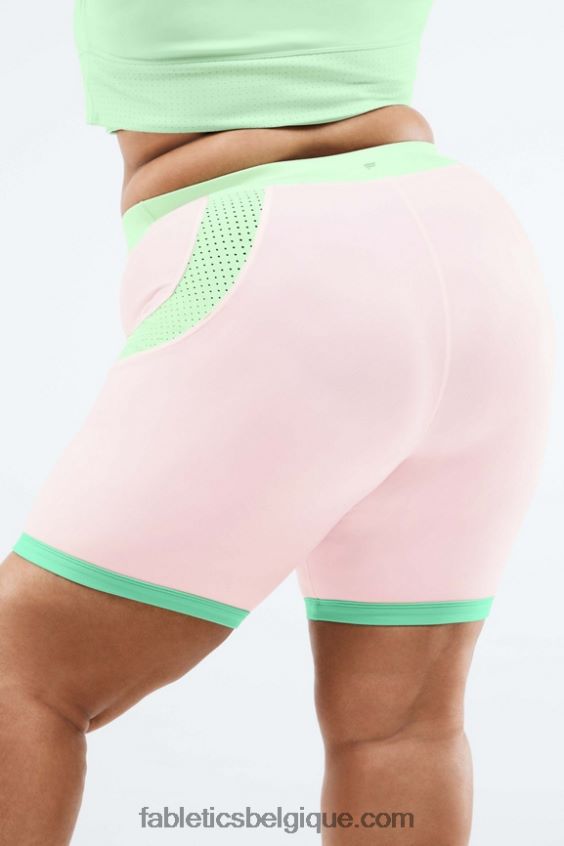 short color block motion365 à taille haute femmes Fabletics 404P0T569 lutin/eau tropicale/aloès