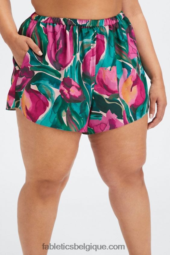 short de nuit ecosatin femmes Fabletics 404P0T500 tournesol/très baie
