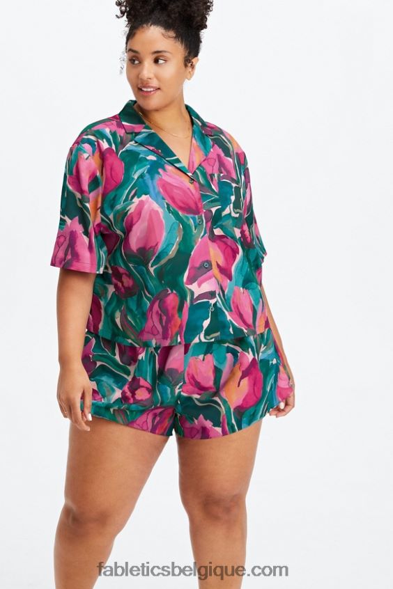 short de nuit ecosatin femmes Fabletics 404P0T500 tournesol/très baie