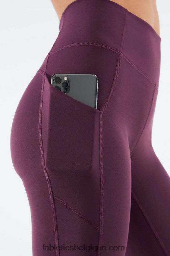 short de poche taille haute oasis 9\" femmes Fabletics 404P0T526 baiser aux baies/crème au citron