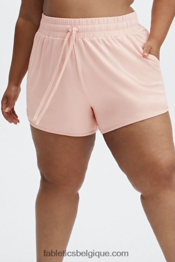 short de sport en molleton lounge femmes Fabletics 404P0T481 logo blanc/blanc