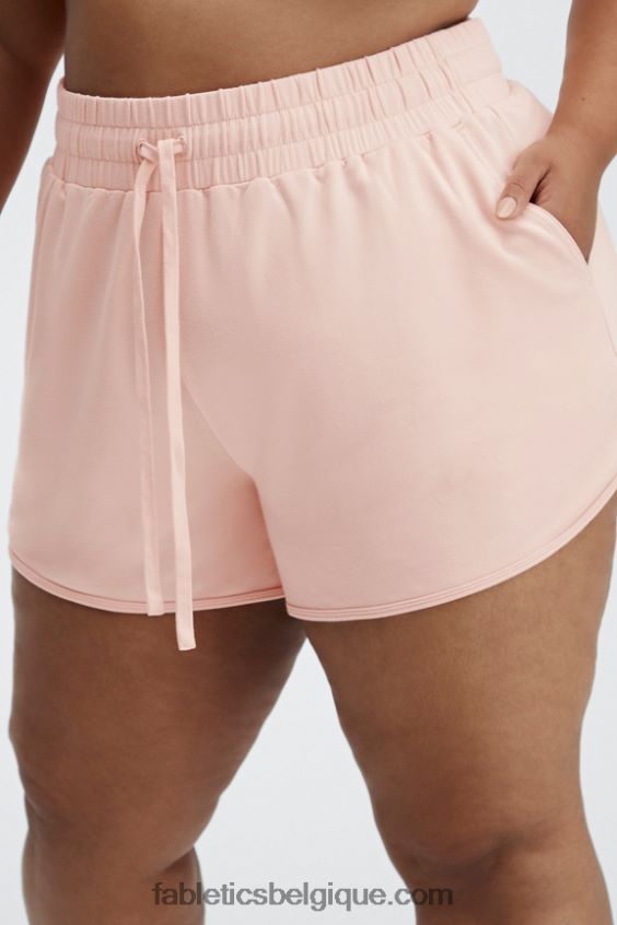 short de sport en molleton lounge femmes Fabletics 404P0T481 logo blanc/blanc