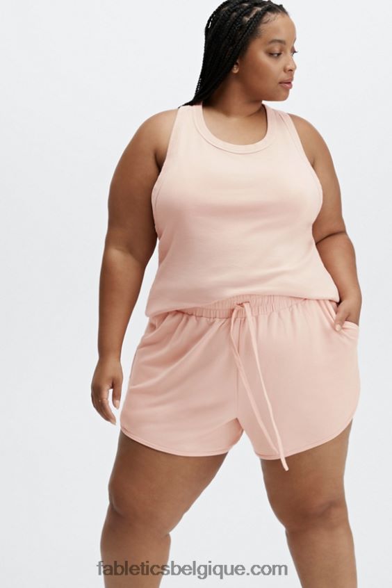 short de sport en molleton lounge femmes Fabletics 404P0T481 logo blanc/blanc