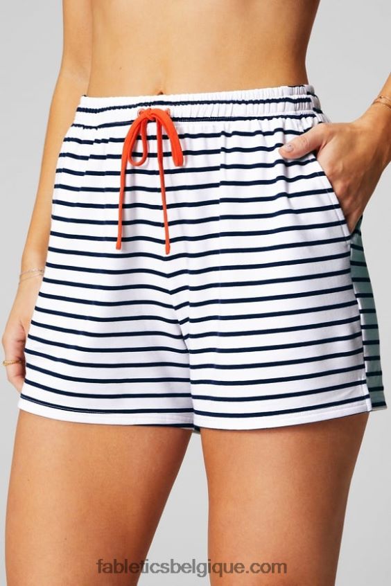 short de survêtement en tissu éponge de luxe femmes Fabletics 404P0T451 rayure française/orange passion