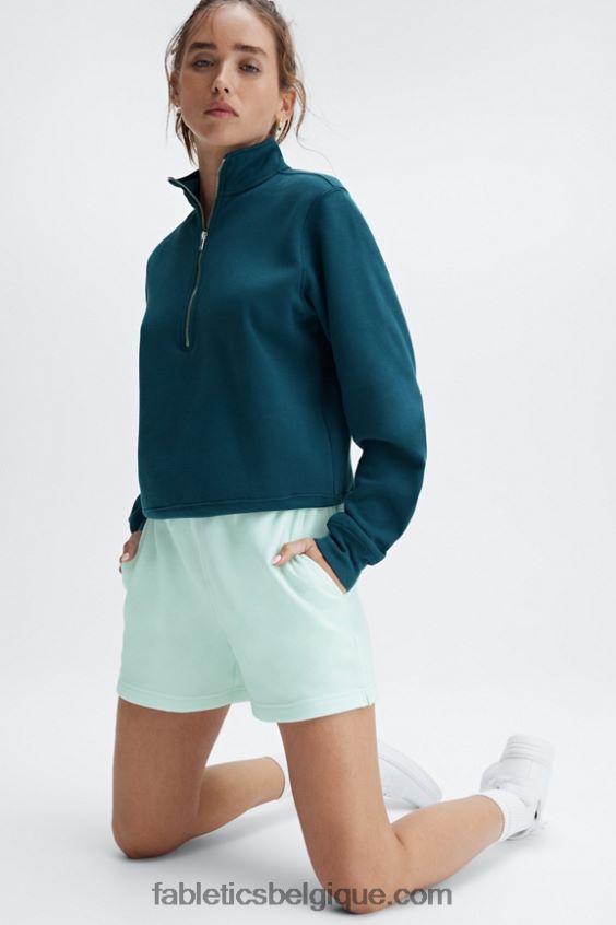 short de survêtement incontournable femmes Fabletics 404P0T423 jade foncé/heure d\'or/blanc
