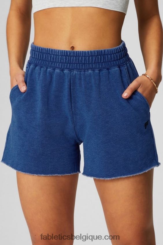 short de survêtement indigo femmes Fabletics 404P0T620 merisier électrique lavé/blanc